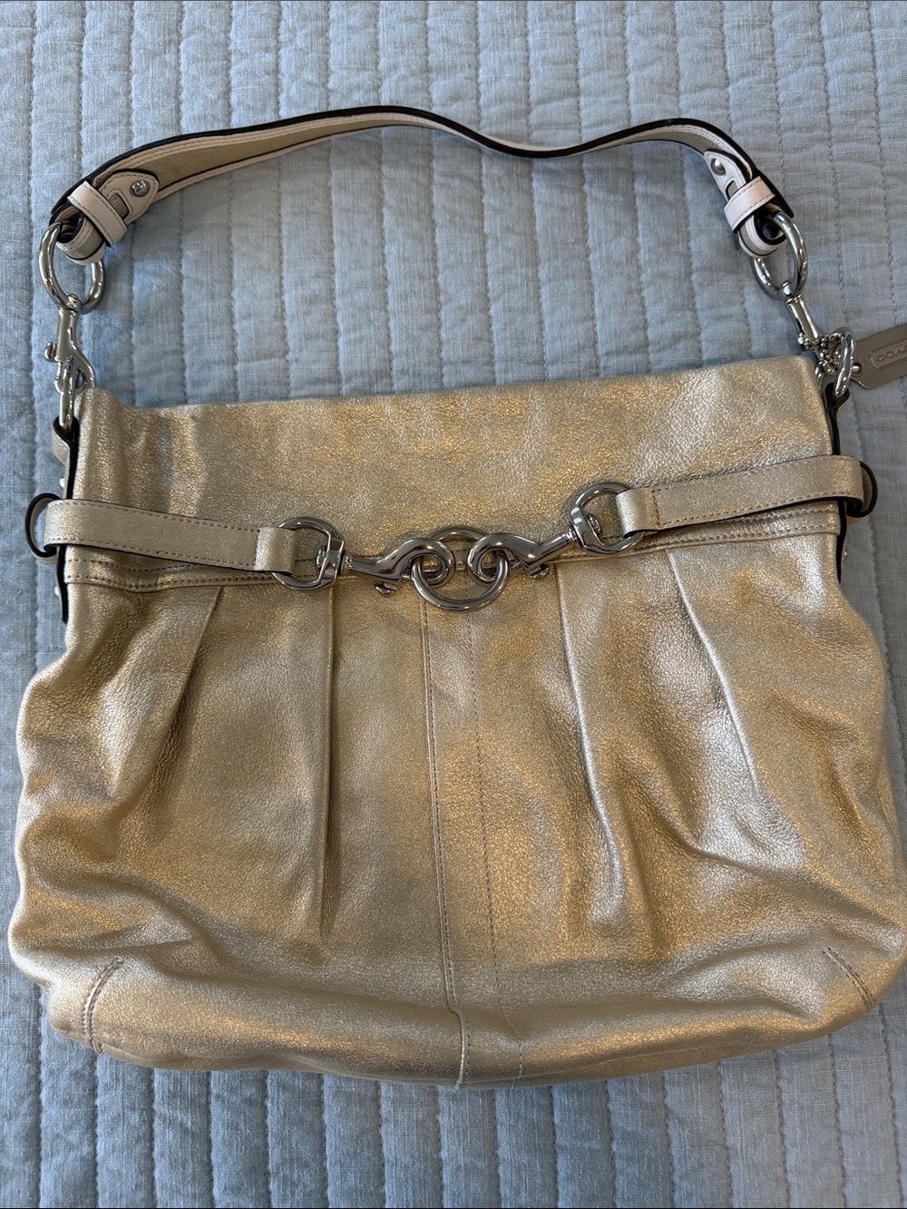Coach Metallic Gold Leather Shoulder Bag
